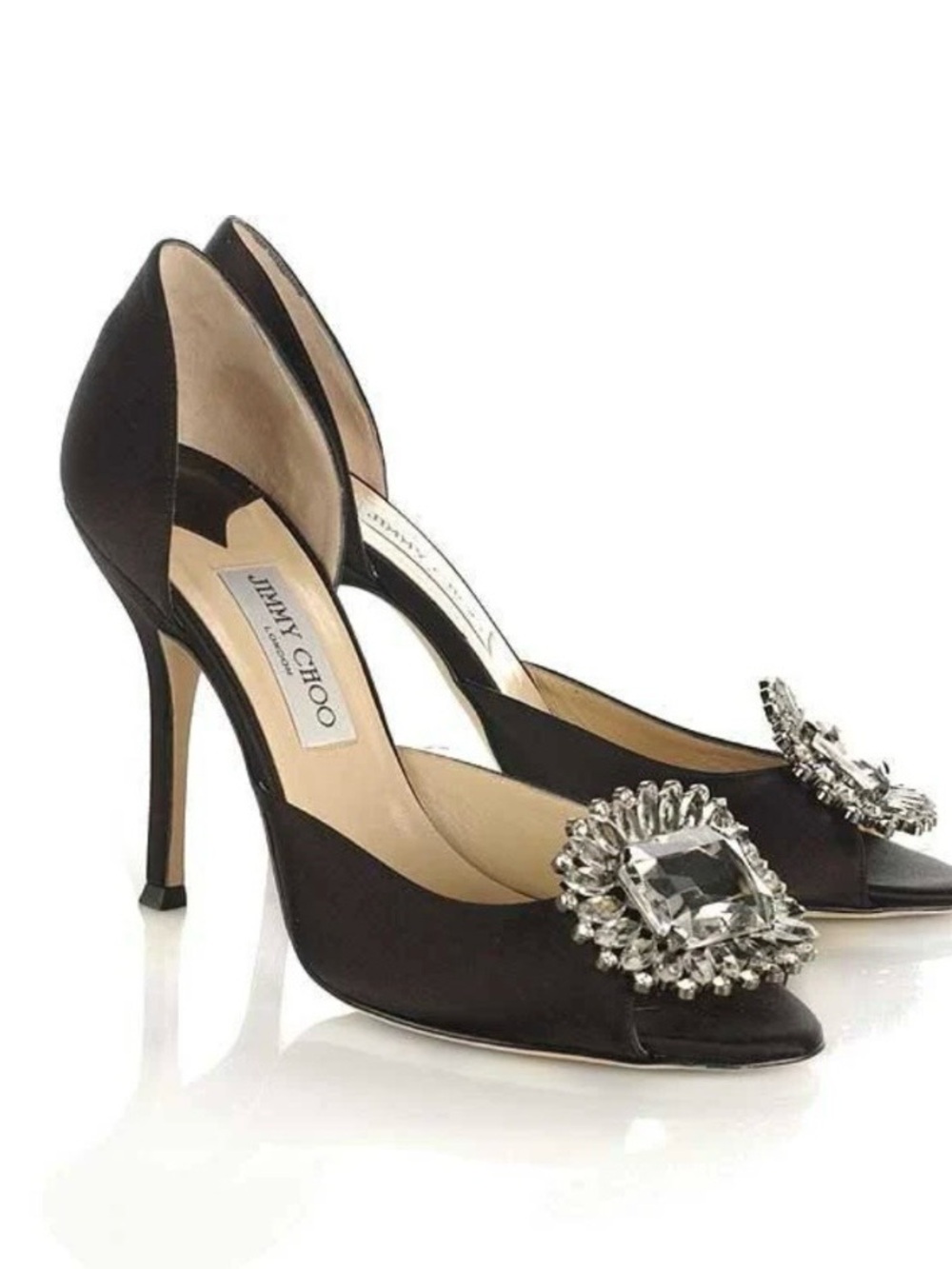 Jimmy Choo Kendal Crystal Embellished Peep Toe Heels 37